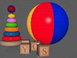 ball an d b locks toy 3D Model