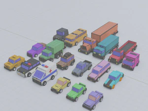 3D пакет городских автомобилей полигонии 3D Модель