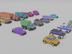 3d polygonia city cars pack 3D Modell