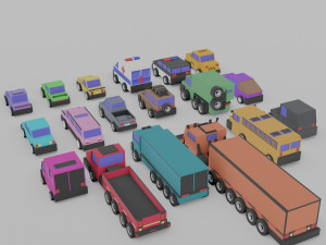 3d polygonia city cars pack 3D Modell