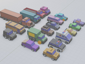 3d polygonia city cars pack 3D Modell