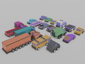3d polygonia city cars pack 3D Modell