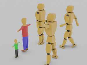 cartoon lowpoly people characters rigged 3D Model