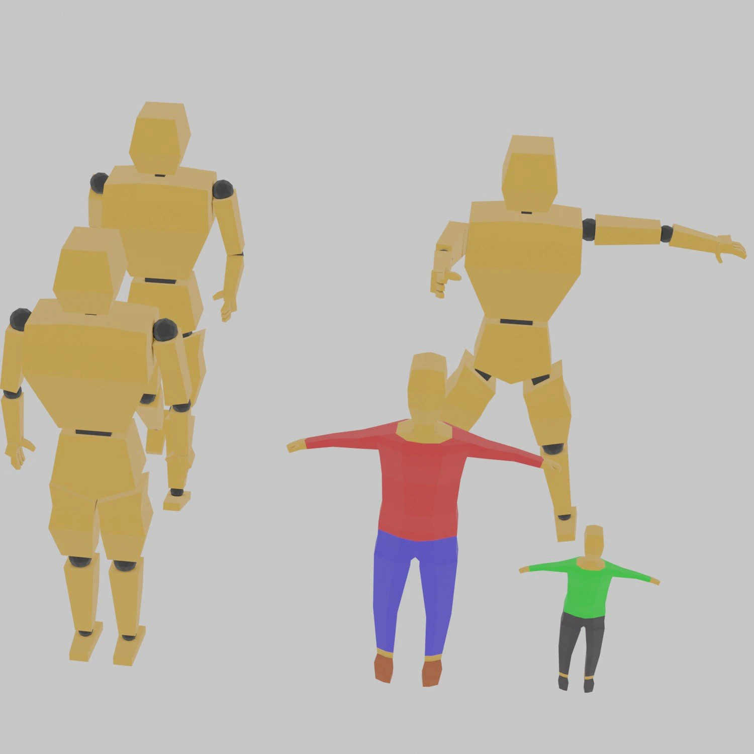 cartoon lowpoly people characters rigged 3D Model .c4d .max .obj .3ds .fbx .stl .blend