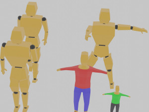 cartoon lowpoly people characters rigged 3D 모델