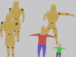 cartoon lowpoly people characters rigged 3D Model