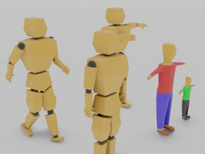 cartoon lowpoly people characters rigged 3D Model