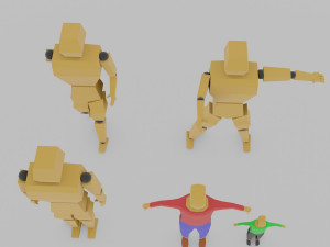 cartoon lowpoly people characters rigged 3D Model