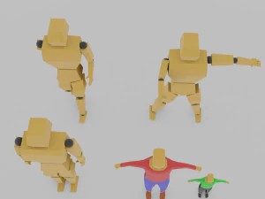 cartoon lowpoly people characters rigged 3D Model