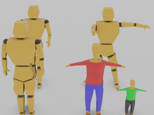 cartoon lowpoly people characters rigged 3D Model