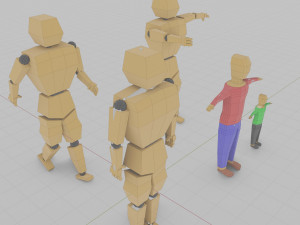 cartoon lowpoly people characters rigged 3D Model