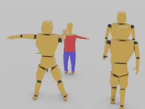 cartoon lowpoly people characters rigged 3D Model