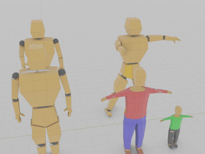 cartoon lowpoly people characters rigged 3D Model