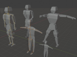 cartoon lowpoly people characters rigged 3D Model