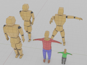 cartoon lowpoly people characters rigged 3D Model