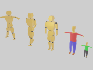 cartoon lowpoly people characters rigged 3D Model