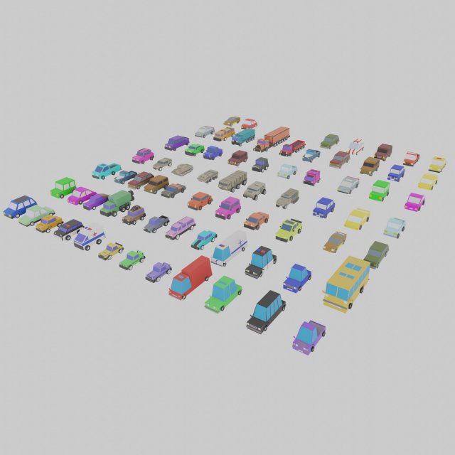 low poly city vehicles car 72 Model 3D .c4d .max .obj .3ds .fbx .stl .blend 