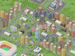 low poly megapolis city premium 3D 모델