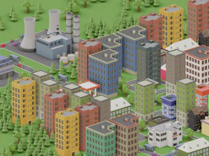 low poly megapolis city premium 3D Model