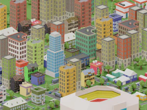 low poly megapolis city premium 3D Model
