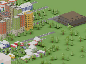 low poly megapolis city premium 3D Model