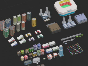 low poly megapolis city premium 3D Model