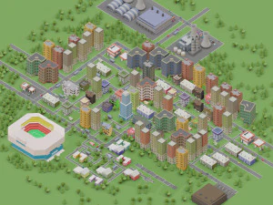low poly megapolis city premium 3D Model