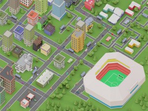 low poly megapolis city premium 3Dモデル