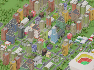 low poly megapolis city premium 3D Model