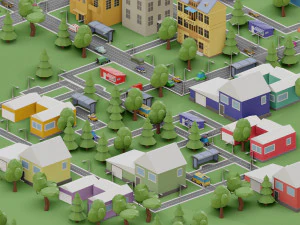 low poly megapolis city premium 3D Model