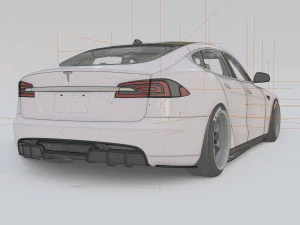 tesla model s p100d 2017 року 3D Модель