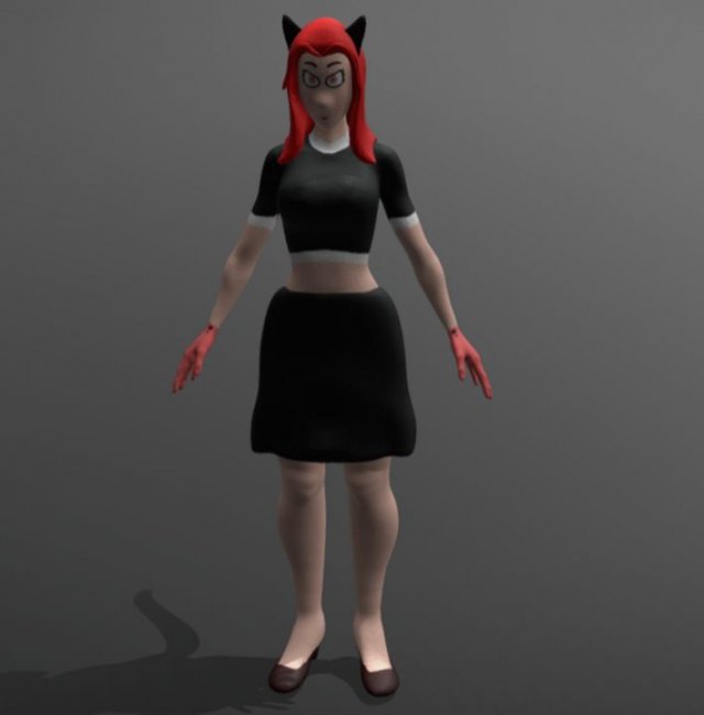 neko girl 3D Модель .c4d .max .obj .3ds .fbx .stl .blend 