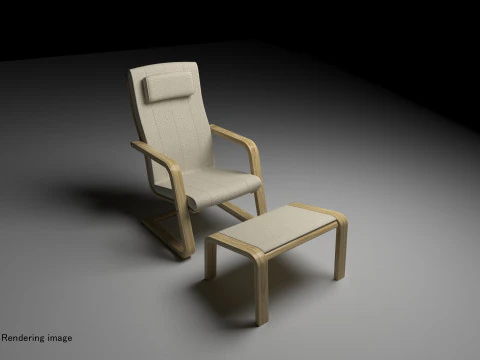 Silla personal y otomana. Modelo 3D
