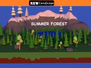 low-poly forest 3D-Modell