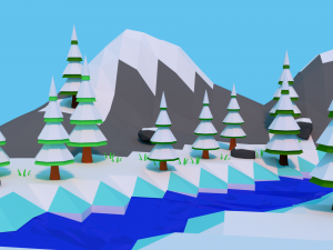 simple and beautiful low poly winter landscape 3D-Modell