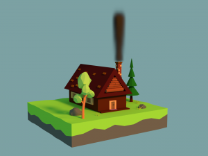 low-poly house 3D-Modell