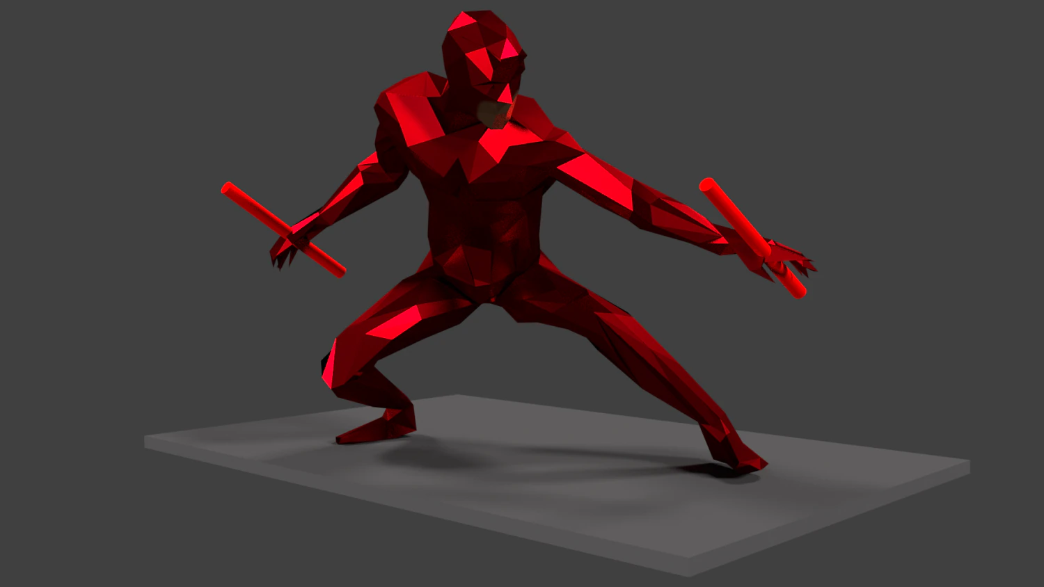 daredevil low poly 3D Print Model .c4d .max .obj .3ds .fbx .stl .blend 