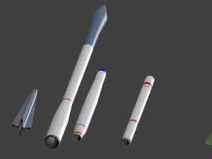 nuclear bomb missile package for rocket anime 3D Model