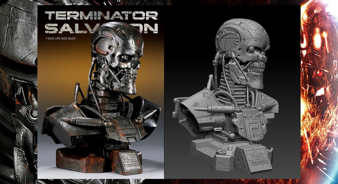 R&eacute;plica do busto do Terminator T-600 Modelo de Impressão 3D .c4d .max .obj .3ds .fbx .stl .blend 