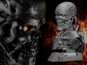 R&eacute;plica do busto do Terminator T-600 Modelo de Impressão 3D