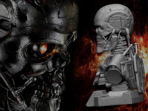 R&eacute;plica do busto do Terminator T-600 Modelo de Impressão 3D
