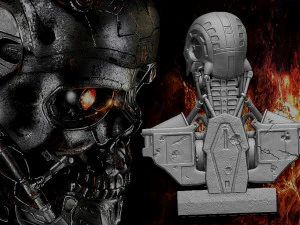 R&eacute;plica do busto do Terminator T-600 Modelo de Impressão 3D