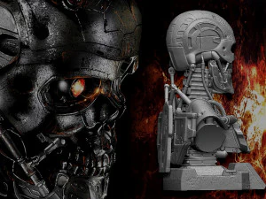 R&eacute;plica do busto do Terminator T-600 Modelo de Impressão 3D