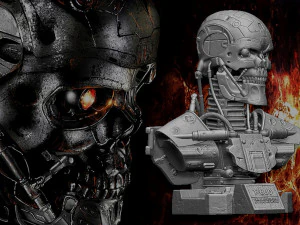R&eacute;plica do busto do Terminator T-600 Modelo de Impressão 3D