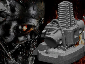 R&eacute;plica do busto do Terminator T-600 Modelo de Impressão 3D