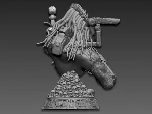 Predator Wolf Bust 3D Print Model