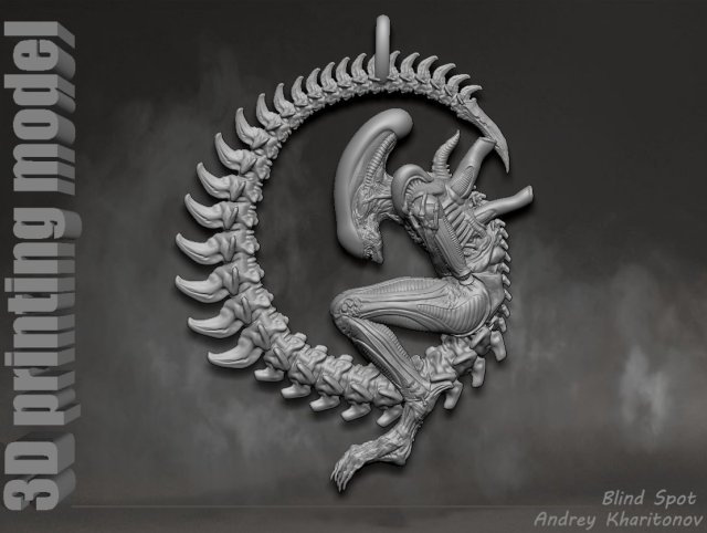The pendant is alien 3D 프린트 모델 .c4d .max .obj .3ds .fbx .stl .blend 