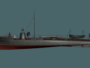 mine boat Modello 3D