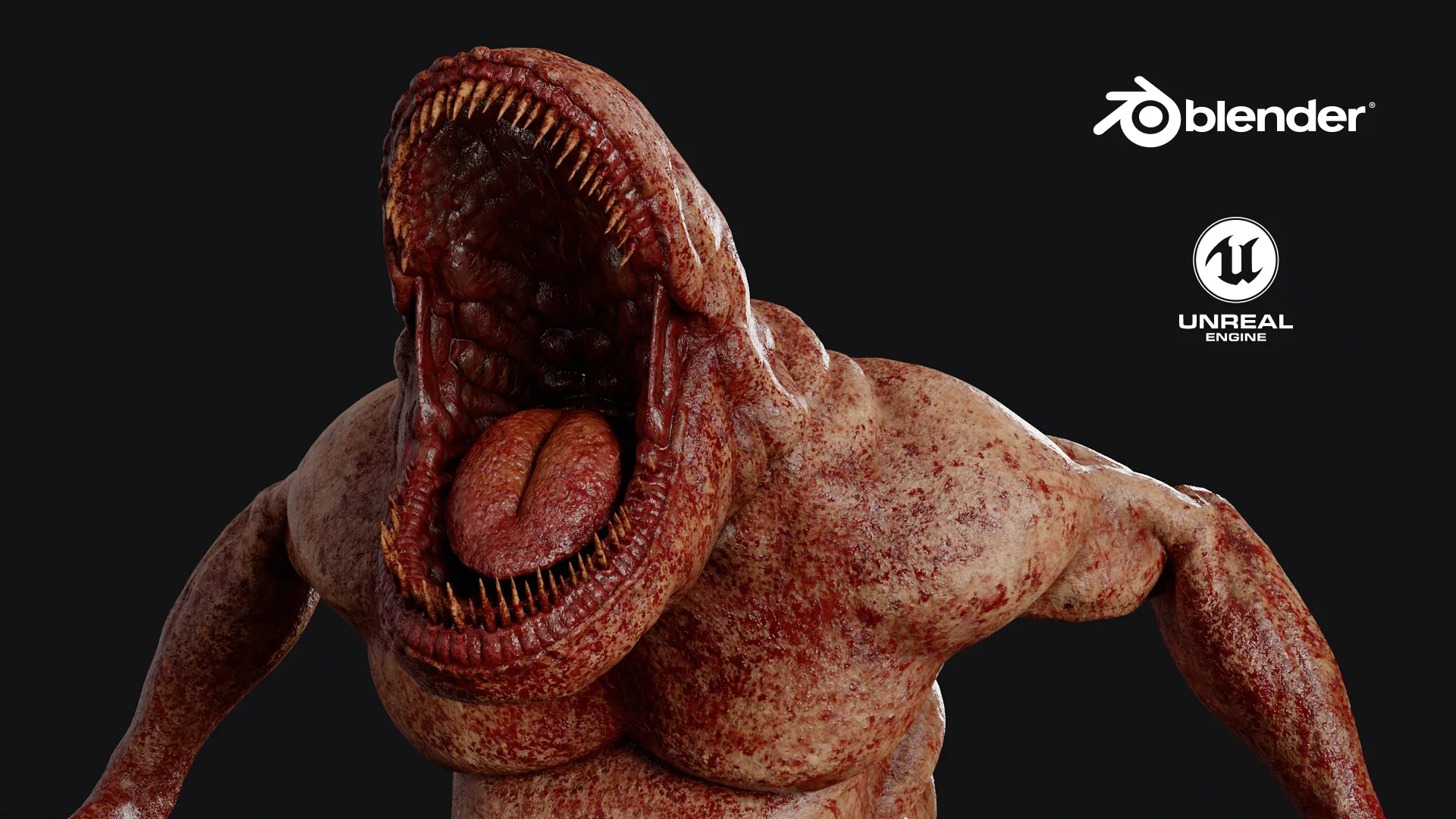 Flesh Mutant Monster 3D Model .c4d .max .obj .3ds .fbx .stl .blend 