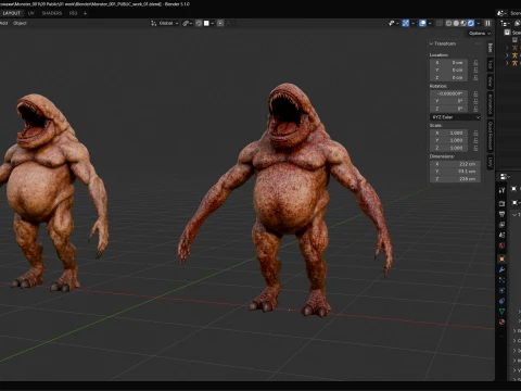 Flesh Mutant Monster 3D Model